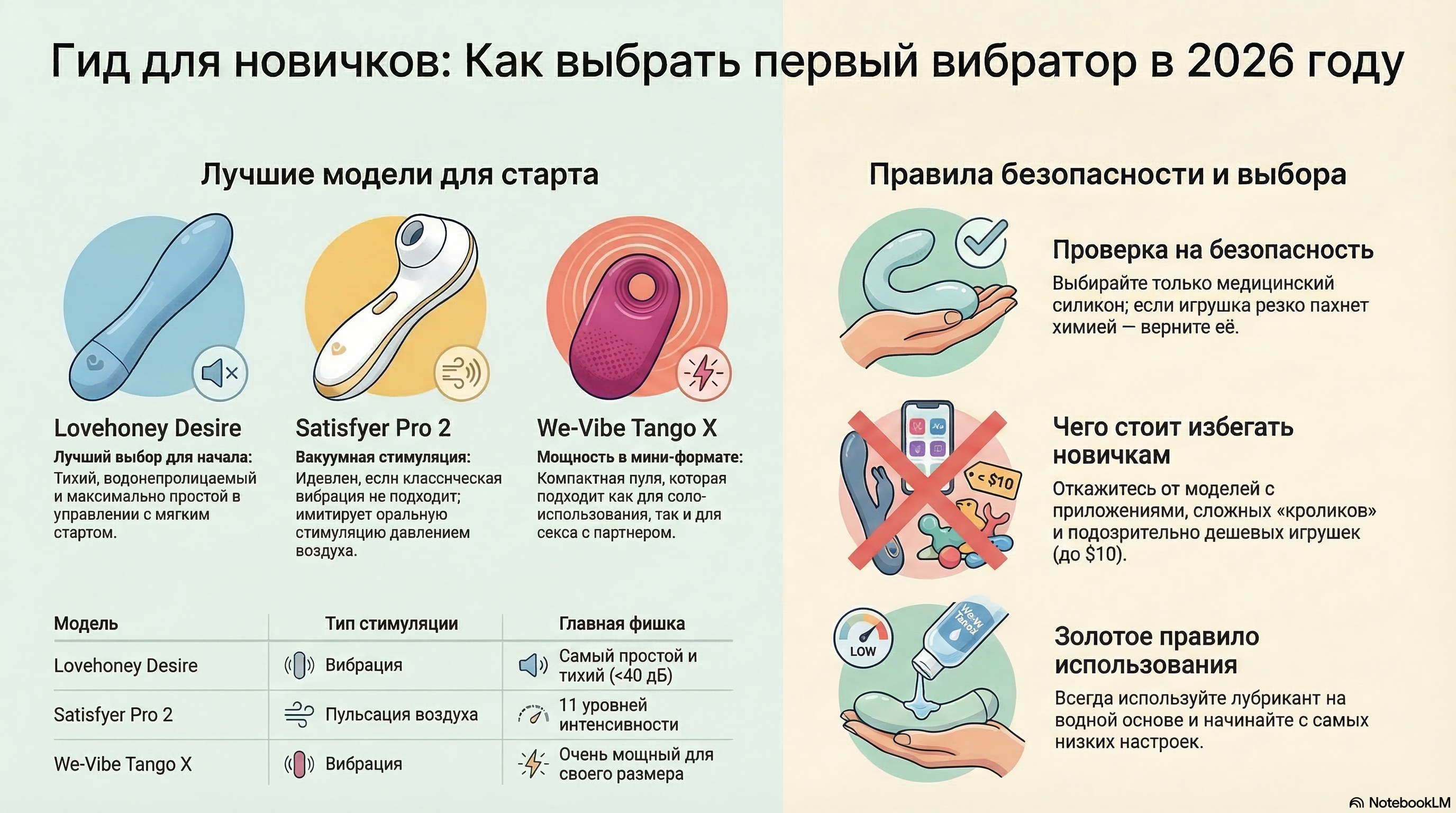Гид по выбору первого вибратора — инфографика